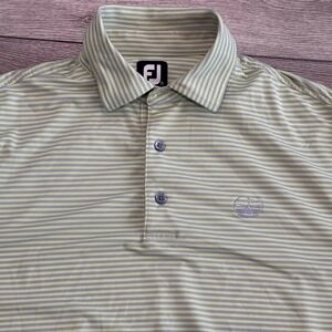 FootJoy Golf Polo Mens Medium Green Striped Athletic Preppy Casual Active